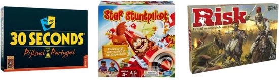 Hasbro Spellenbundel - 3 Stuks - 30 Seconds & Risk & Stef Stuntpiloot 3 Hasbro Spellenbundel - 3 Stuks - 30 Seconds & Risk & Stef Stuntpiloot