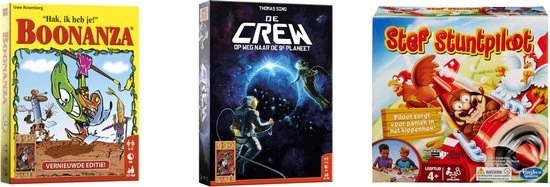 Merkloos Spellenbundel - Kaartspellen - 3 Stuks - Boonanza & De Crew & Stef Stuntpiloot 3 Merkloos Spellenbundel - Kaartspellen - 3 Stuks - Boonanza & De Crew & Stef Stuntpiloot