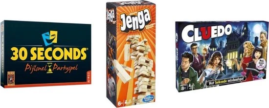 Hasbro Spellenbundel - 3 Stuks - 30 Seconds & Jenga & Cluedo 3 Hasbro Spellenbundel - 3 Stuks - 30 Seconds & Jenga & Cluedo