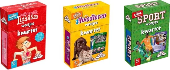 Merkloos Spellenbundel - Kwartet - 3 Stuks -Menselijk Lichaam Kwartet & Huisdieren Kwartet & Sport Weetjes Kwartet 3 Merkloos Spellenbundel - Kwartet - 3 Stuks -Menselijk Lichaam Kwartet & Huisdieren Kwartet & Sport Weetjes Kwartet