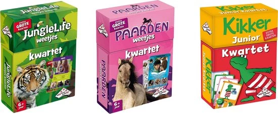 Merkloos Spellenbundel - Kwartet - 3 Stuks - Junglelife Kwartet & Paarden Kwartet & Kikker Junior Kwartet 3 Merkloos Spellenbundel - Kwartet - 3 Stuks - Junglelife Kwartet & Paarden Kwartet & Kikker Junior Kwartet