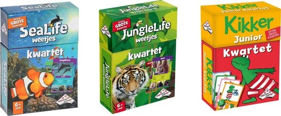 Merkloos Spellenbundel - Kwartet - 3 Stuks - Sealife Kwartet & Junglelife Kwartet & Kikker Junior Kwartet 3 Merkloos Spellenbundel - Kwartet - 3 Stuks - Sealife Kwartet & Junglelife Kwartet & Kikker Junior Kwartet