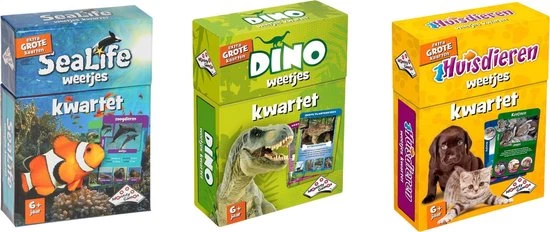 Merkloos Spellenbundel - Kwartet - 3 Stuks - Sealife Kwartet & Dino Kwartet & Huisdieren Kwartet 3 Merkloos Spellenbundel - Kwartet - 3 Stuks - Sealife Kwartet & Dino Kwartet & Huisdieren Kwartet