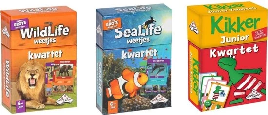 Identity Games Spellenbundel - Kwartet - 3 Stuks - Wildlife Kwartet & Sealife Kwartet & Kikker Jr. Kwartet 3 Identity Games Spellenbundel - Kwartet - 3 Stuks - Wildlife Kwartet & Sealife Kwartet & Kikker Jr. Kwartet