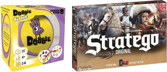 Hasbro Spellenbundel - 2 Stuks - Dobble Classic & Stratego 3 Hasbro Spellenbundel - 2 Stuks - Dobble Classic & Stratego