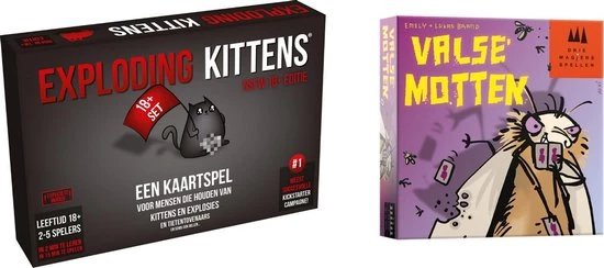 Merkloos Spellenbundel - Kaartspel - 2 Stuks - Exploding Kittens NSFW (18+) & Valse Motten 3 Merkloos Spellenbundel - Kaartspel - 2 Stuks - Exploding Kittens NSFW (18+) & Valse Motten