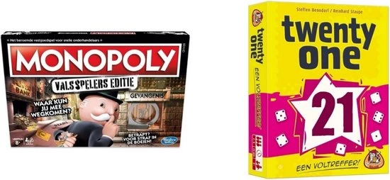Merkloos Spellenbundel - 2 Stuks - Monopoly Valsspelerseditie & Twenty One 3 Merkloos Spellenbundel - 2 Stuks - Monopoly Valsspelerseditie & Twenty One