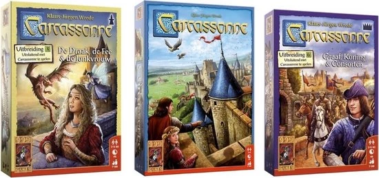 999 Games Spellenbundel - 3 Stuks - Carcassonne & De Draak, De Fee En De Jonkvrouw & Graaf, Koning En Consorten 3 999 Games Spellenbundel - 3 Stuks - Carcassonne & De Draak, De Fee En De Jonkvrouw & Graaf, Koning En Consorten
