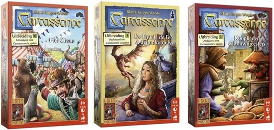 999 Games Spellenbundel - 3 Stuks - Carcassonne Draak, Fee En Jonkvrouw & Het Circus & Kooplieden En Bouwmeesters 3 999 Games Spellenbundel - 3 Stuks - Carcassonne Draak, Fee En Jonkvrouw & Het Circus & Kooplieden En Bouwmeesters
