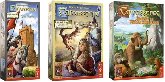 999 Games Spellenbundel - 3 Stuks - Carcassonne De Draak, De Fee En De Jonkvrouw & De Toren & Jagers En Verzamelaars 3 999 Games Spellenbundel - 3 Stuks - Carcassonne De Draak, De Fee En De Jonkvrouw & De Toren & Jagers En Verzamelaars