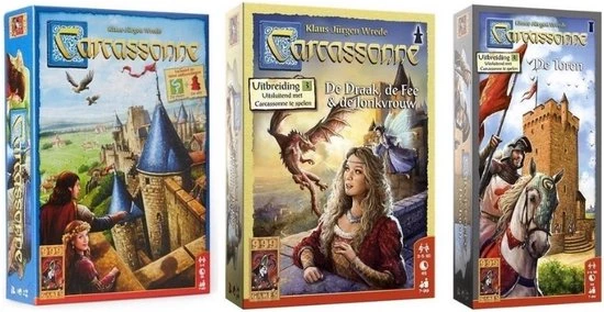 999 Games Spellenbundel - 3 Stuks - Carcassonne & Carcassonne: De Draak, De Fee En De Jonkvrouw & Carcassonne: De Toren 3 999 Games Spellenbundel - 3 Stuks - Carcassonne & Carcassonne: De Draak, De Fee En De Jonkvrouw & Carcassonne: De Toren