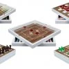 YenigÃ¼n Tavla 5 In 1 Spellendoos - Schaken - Dammen - Backgammon - Mens Erger Je Niet - Molenspel - In Wit Houten Kistje Met Magnetische Sluiting - Maat 32cm