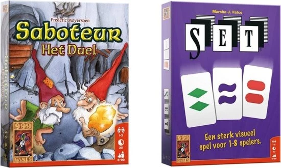 999 Games Spellenbundel - Kaartspel - 2 Stuks - Saboteur: Het Duel & SET! 3 999 Games Spellenbundel - Kaartspel - 2 Stuks - Saboteur: Het Duel & SET!