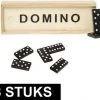 Merkloos 8x Domino Spel In Houten Kistje - 15 X 5 X 3 Cm - 28 Dominostenen