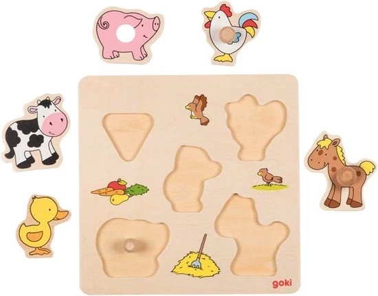Goki - Boerderij Steekpuzzel Van Hout 4 Goki - Boerderij Steekpuzzel Van Hout - Afbeelding 2