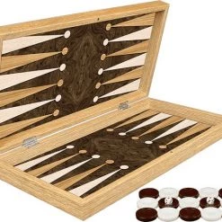 Kinderspellen Verkoopwinkel 22 Yenigün Tavla Klassiek Backgammon Rose Bordspel - Met Schaakbord - Turks Tavla - Maat S 25cm