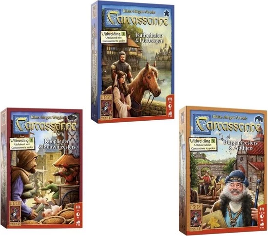 999 Games Spellenbundel - 3 Stuks - Carcassonne Kathedralen&Herbergen & Kooplieden&Bouwmeesters & Burgemeesters&Abdijen 3 999 Games Spellenbundel - 3 Stuks - Carcassonne Kathedralen&Herbergen & Kooplieden&Bouwmeesters & Burgemeesters&Abdijen