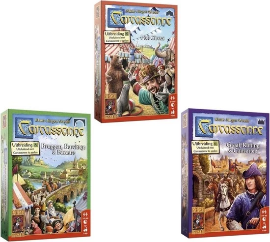 999 Games Spellenbundel - 3 Stuks - Carcassonne Het Circus & Bruggen, Burchten En Bazaars & Graaf, Koning En Consorten 3 999 Games Spellenbundel - 3 Stuks - Carcassonne Het Circus & Bruggen, Burchten En Bazaars & Graaf, Koning En Consorten