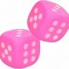 Merkloos 2x Grote Foam Dobbelsteen/dobbelstenen Roze 12 Cm - Dobbelspellen - Spelletjes Met Dobbelstenen
