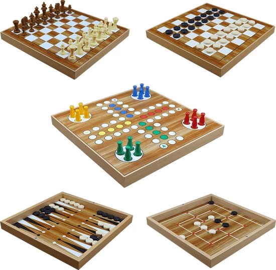 Yenig??n Tavla 5 In 1 Spellendoos - Schaken - Dammen - Backgammon - Mens Erger Je Niet - Molenspel - Houten Kistje Met Magnetische Sluiting - Maat 32cm 4 Yenig??n Tavla 5 In 1 Spellendoos - Schaken - Dammen - Backgammon - Mens Erger Je Niet - Molenspel - Houten Kistje Met Magnetische Sluiting - Maat 32cm - Afbeelding 2