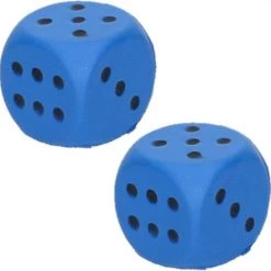 Merkloos Set Van 8x Stuks Foam Dobbelsteen Blauw 4 X 4 Cm - Speelgoed Dobbelstenen