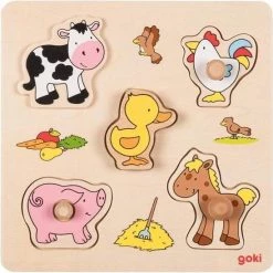Goki - Boerderij Steekpuzzel Van Hout
