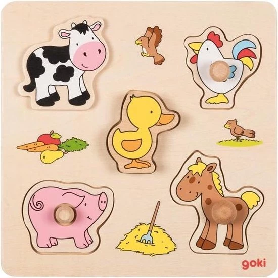Goki - Boerderij Steekpuzzel Van Hout 3 Goki - Boerderij Steekpuzzel Van Hout
