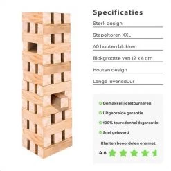 Cheqo XXL Stapeltoren - Torenspel - Houten Toren - Spelletje - Speelgoed - 60 Delig -Kinderspellen Verkoopwinkel 550x550 31