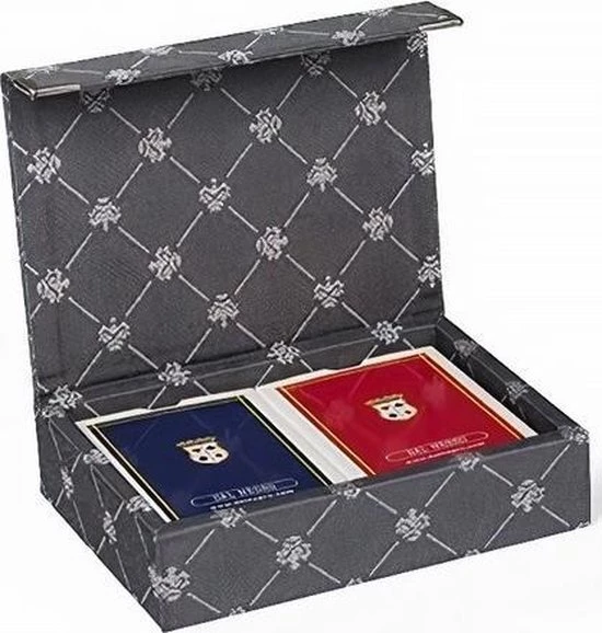 Dal Negro Speelkaarten Met Houder Prestige Textiel Grijs 3-delig 3 Dal Negro Speelkaarten Met Houder Prestige Textiel Grijs 3-delig