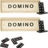 Merkloos 3x Domino Spellen In Houten Kistjes - 15 X 5 X 3 Cm - 84x Dominostenen/steentjes -Kinderspellen Verkoopwinkel 550x583