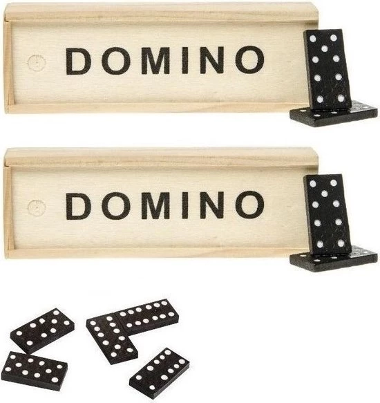 Merkloos 3x Domino Spellen In Houten Kistjes - 15 X 5 X 3 Cm - 84x Dominostenen/steentjes 3 Merkloos 3x Domino Spellen In Houten Kistjes - 15 X 5 X 3 Cm - 84x Dominostenen/steentjes