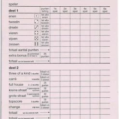 Haza 1x Scoreblokken Yahtzee 100 Vellen - Familiespellen - Dobbelspellen - Dobbelspel - Scoreblokken/scorekaarten - Score Notitieblok
